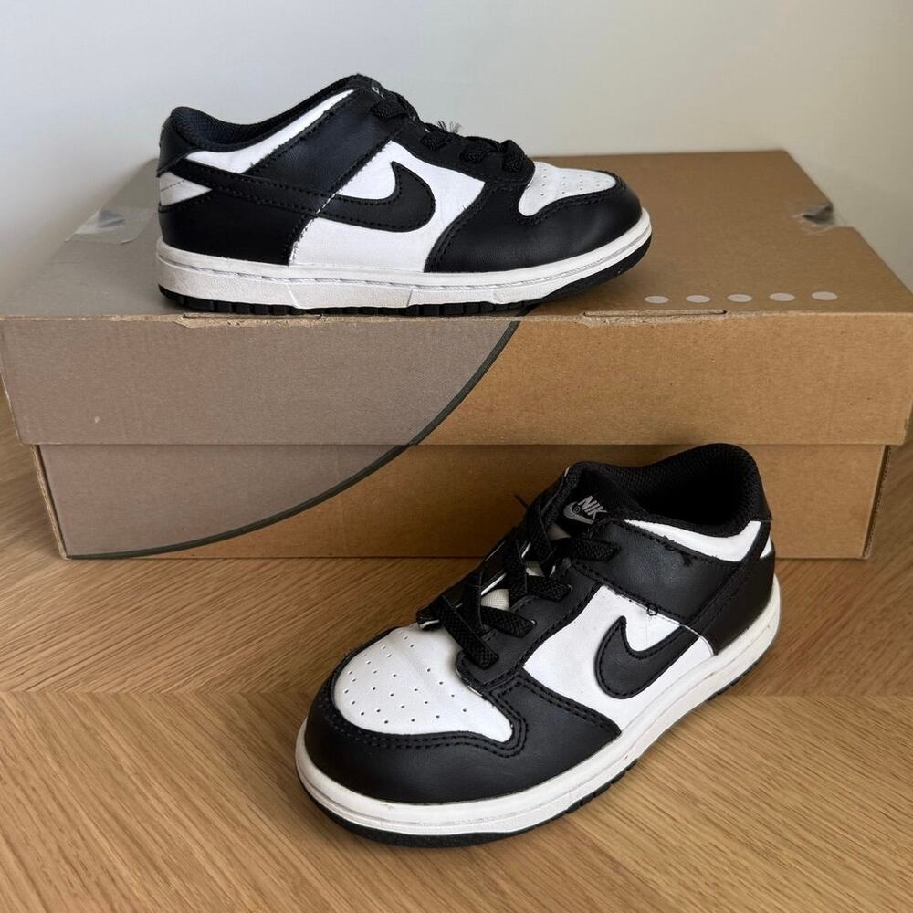 Nike Dunk Low Panda Black/White Toddler Sneakers - SZ 10 C - Picture 3 of 12